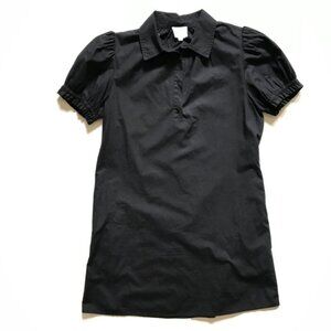We are Sundays Shirt Dress Mini Womens Small Black Short Puff Sleeve Cotton